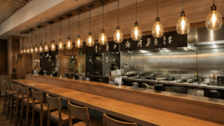 【施工事例】HANABI RAMEN｜木の温もりと活気が調和するラーメン店の内装施工